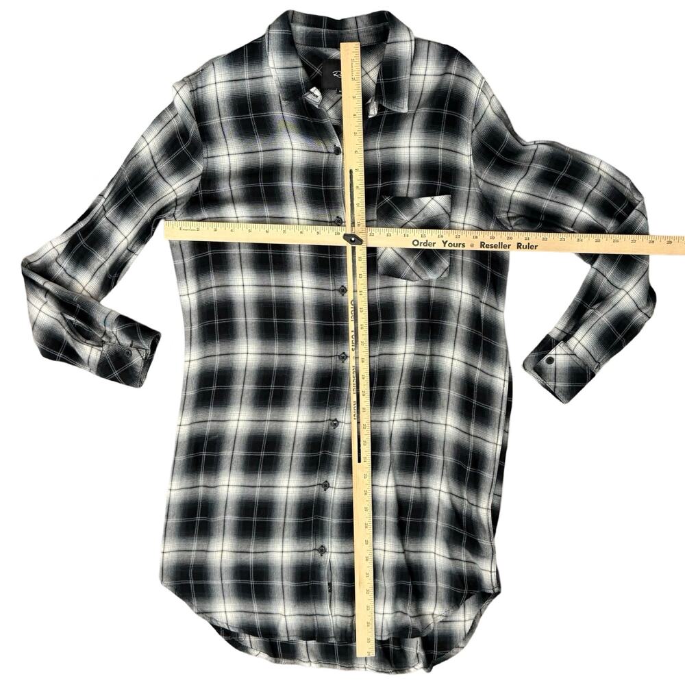 Rails Black White Plaid Button Down Long Sleeve Bianca Soft Shirt Dress size M - Picture 4 of 12